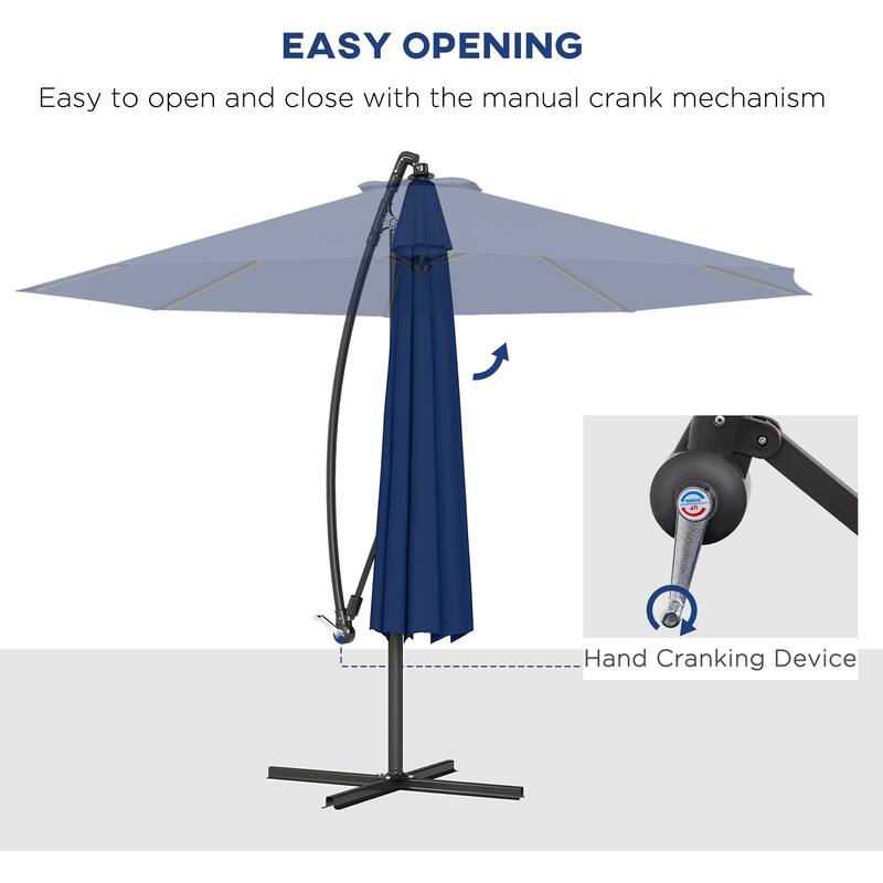 10ft UV and Water-Resistant Polyester Fabric Offset Patio Umbrella with Adjustable Crank and Stable Base - Dia.116.1" x 98.4"H