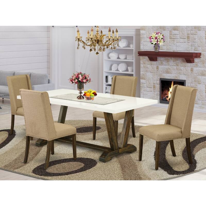 5-Piece Dining Table Set with Chairs - Modern Kitchen Dinette Table - 72