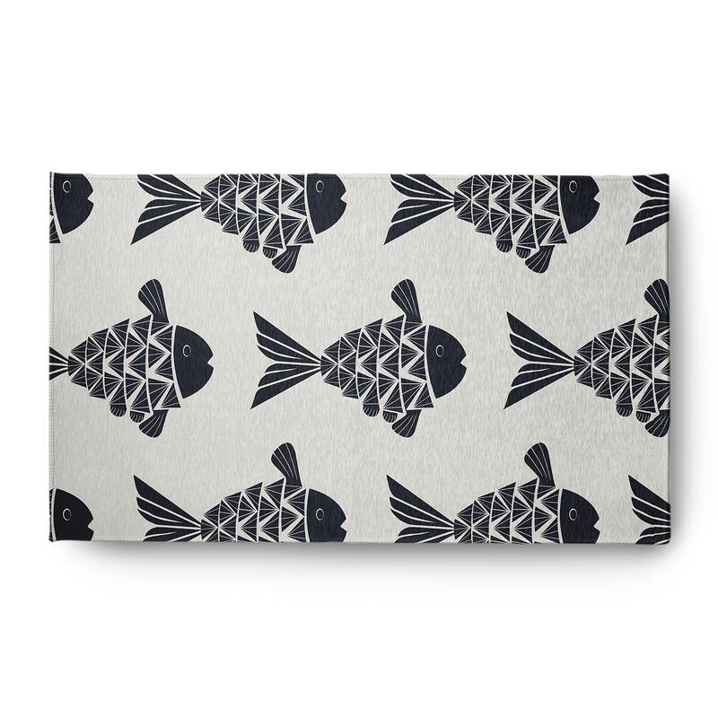 Fish Tales Nautical Indoor/Outdoor Rug - Shark Blue - 3' x 5'