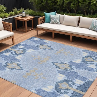 HomeRoots Ikat Transitional Rectangle Outdoor Rug