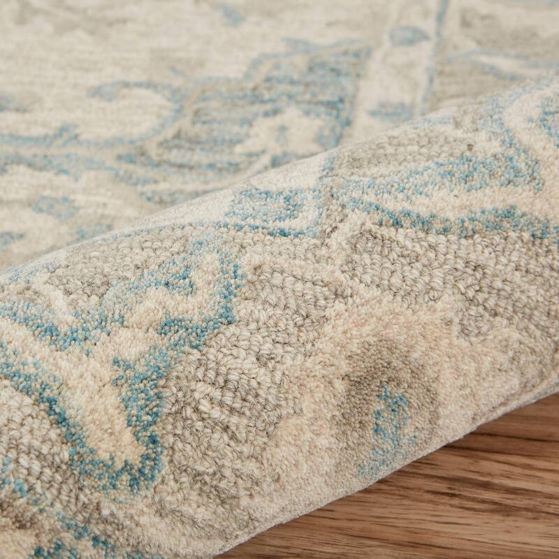 Sevita Loomline Turquoise Medallion Hand-Tufted Wool Indoor Area Rug