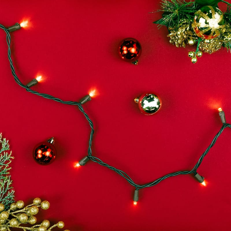 LED Wide Angle Christmas Lights - Warm White - 33' Brown Wire - 100ct
