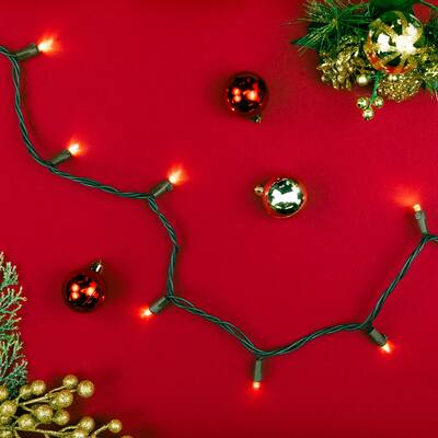 LED Wide Angle Christmas Lights - Warm White - 33' Brown Wire - 100ct