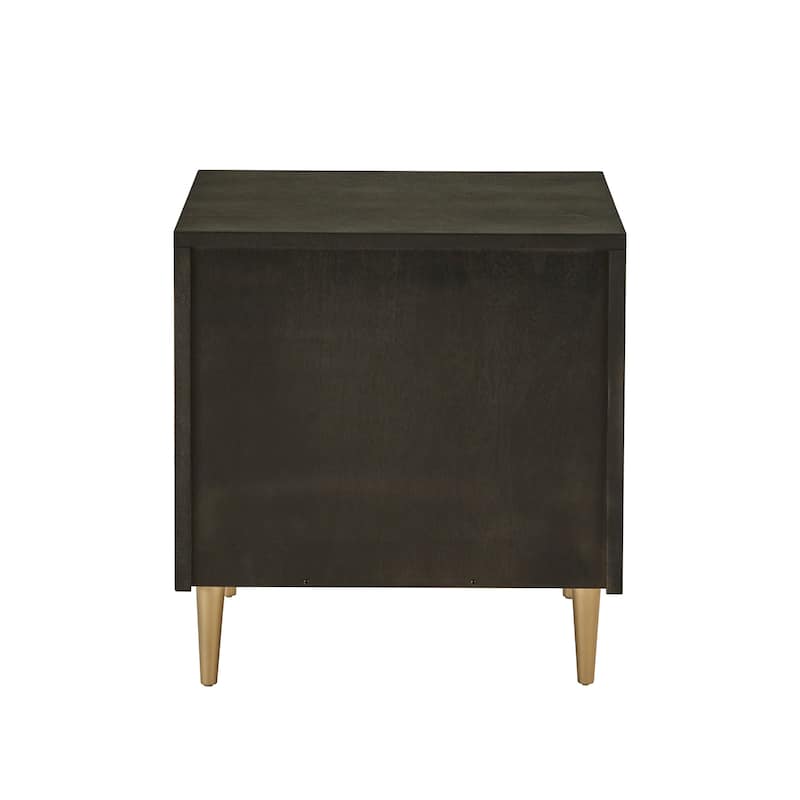 Vennesla Gold Finish Metal Dark Brown Faux Shagreen 1-drawer Side Table by iNSPIRE Q Bold