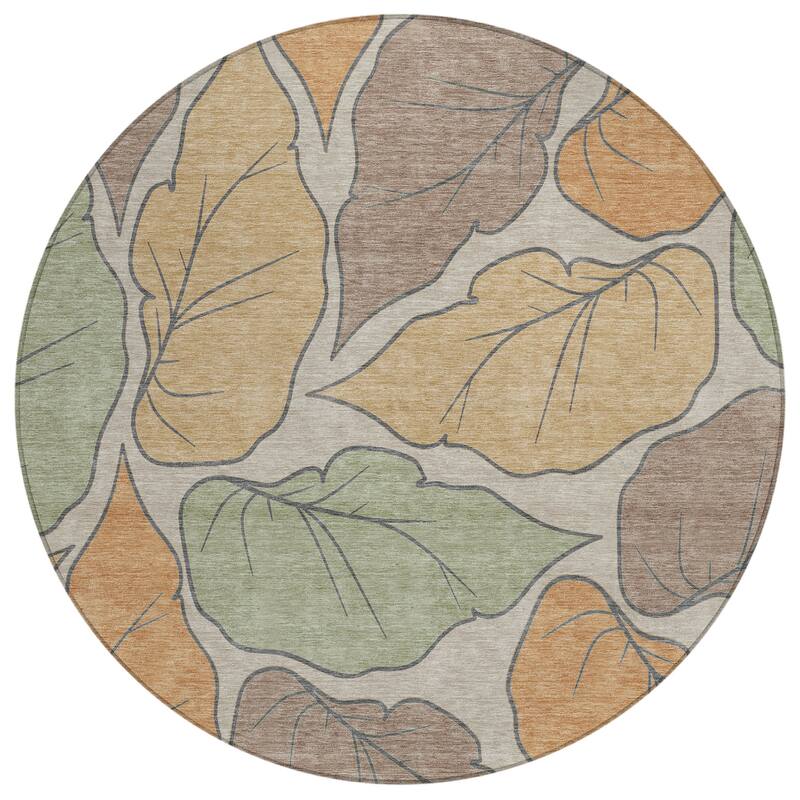Machine Washable Indoor/ Outdoor Contemporary Floral Chantille Rug
