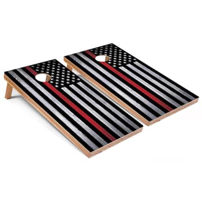 USA Thin Red Line Cornhole Boards with Case & Lights