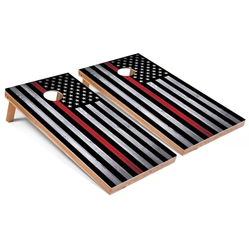 USA Thin Red Line Premium Cornhole Boards with LED Lights - 16 Years and Up