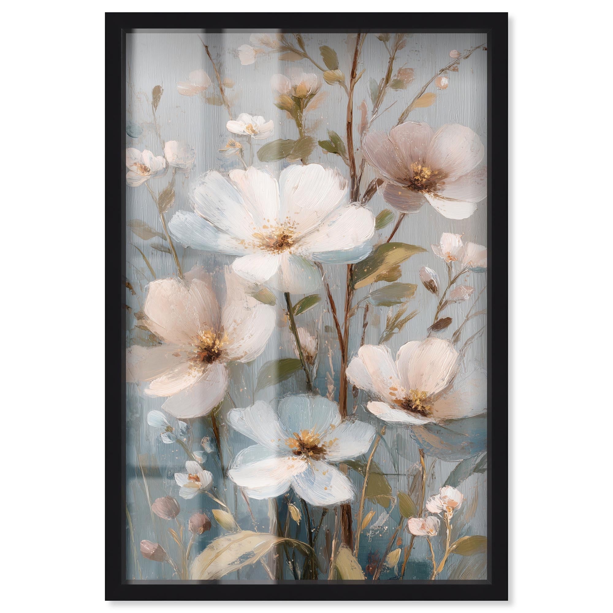 Vintage White Meadow Shadowbox by Art Remedy