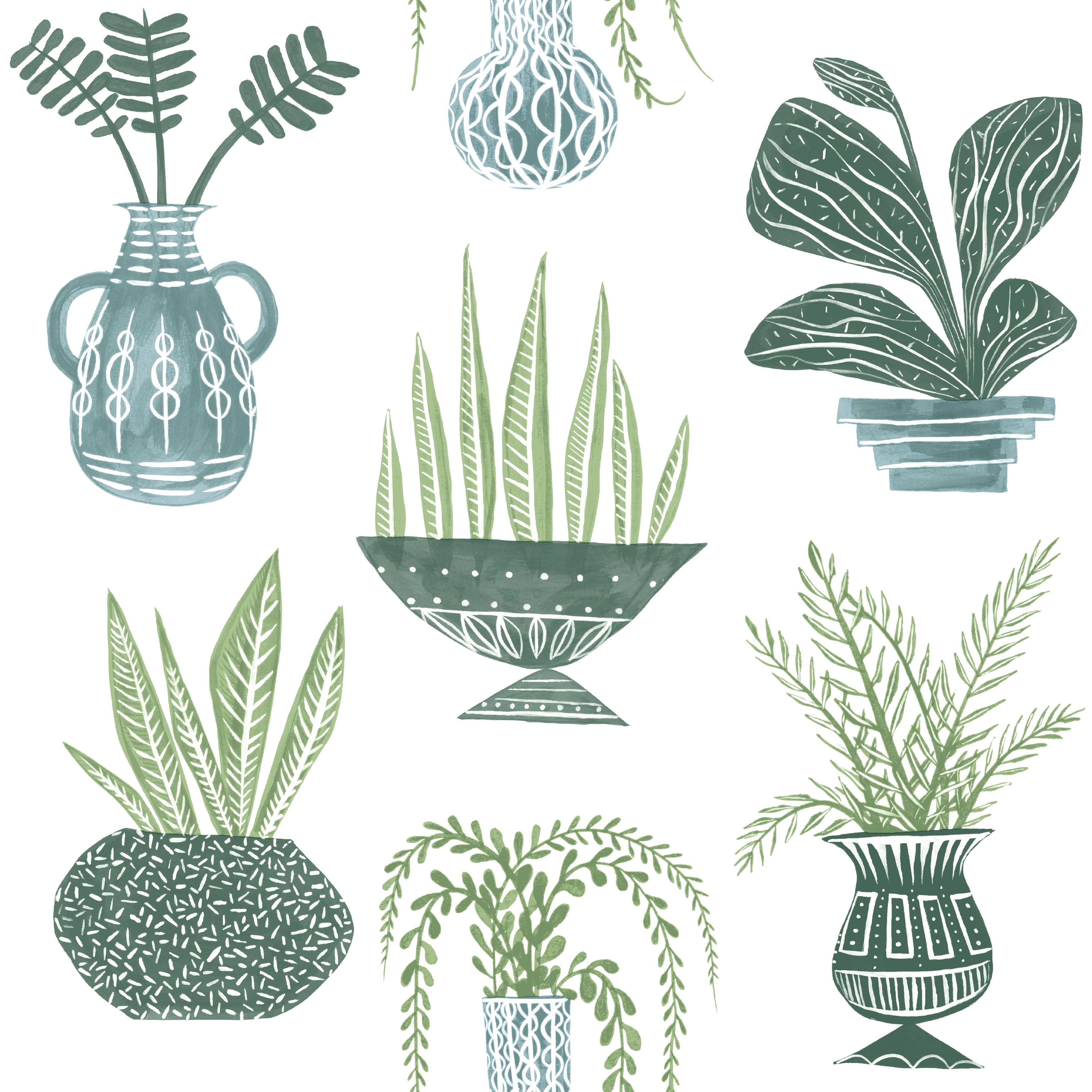 York Wallcoverings Green Plant Party Peel and Stick Wallpaper