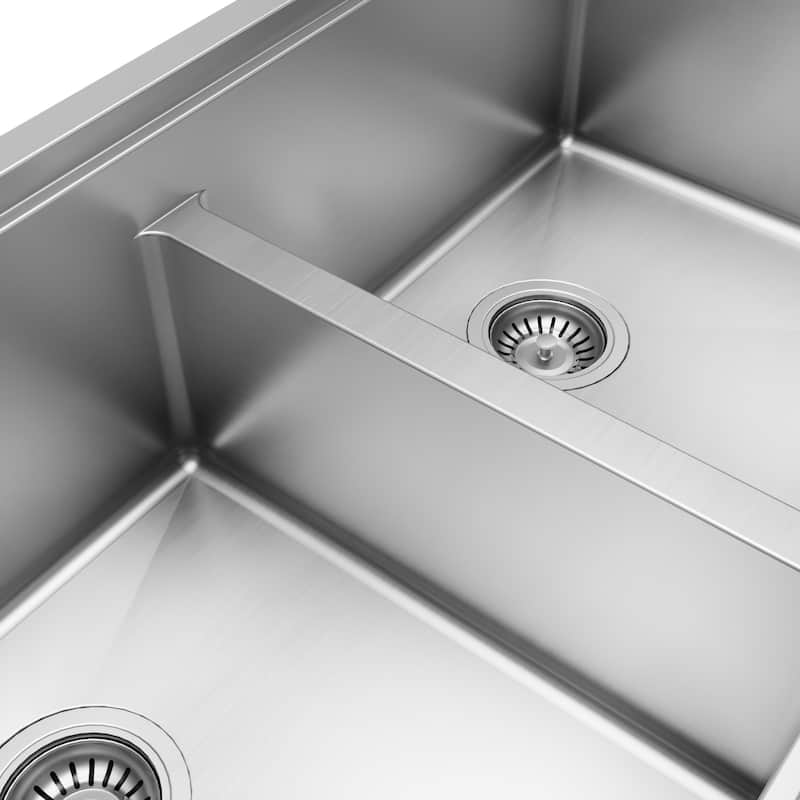 Karran Elite WSA-48-PK1 Apron Front Farmhouse 36" Double Bowl Stainless Steel Workstation Sink