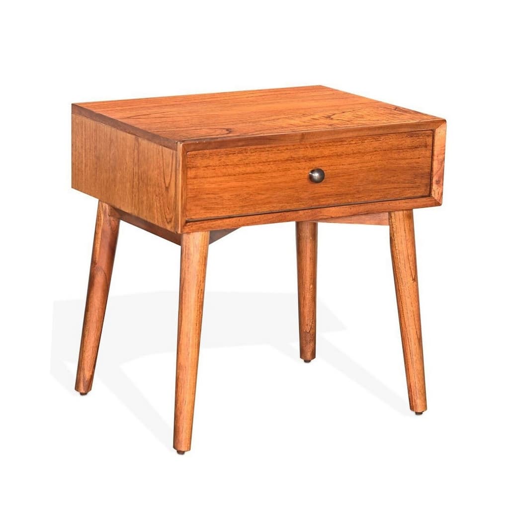 Orange Brown 1 Drawer 24 in. W Nightstand with Sturdy Hardware and Ample Storage