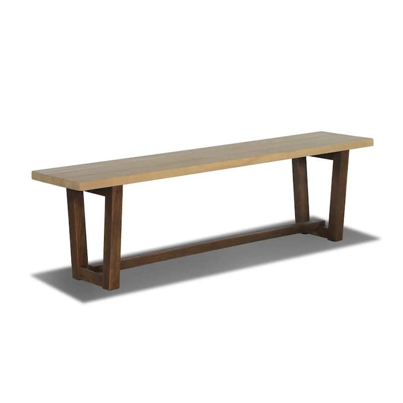 Cascais Solid Wood Bench with Industrial Base
