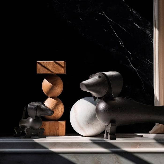 Kay Bojesen Dog, Dark Stained Oak, Medium, H: 11.2" - Medium