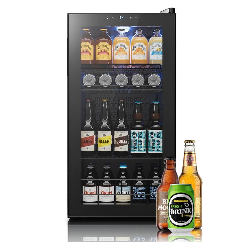 Yeego 95 cans Beverage Cooler, Mini Fridge with Adjustable Shelves