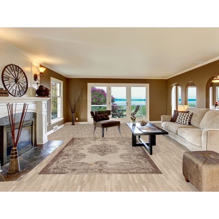 Anatolian Turkish Vintage Rug Handmade Distressed Beige Wool Carpet - 6'1" x 9'7"