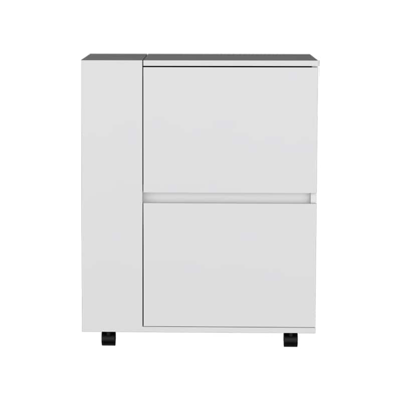 Bar Cart Two Pull-Down Door Cabinets and Two Open Shelves