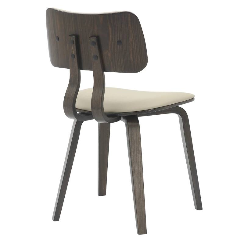 Clivo Leather Dining Chair with Open-Back and Poplar Wood Legs for Kitchen or Dining Room Set of 2