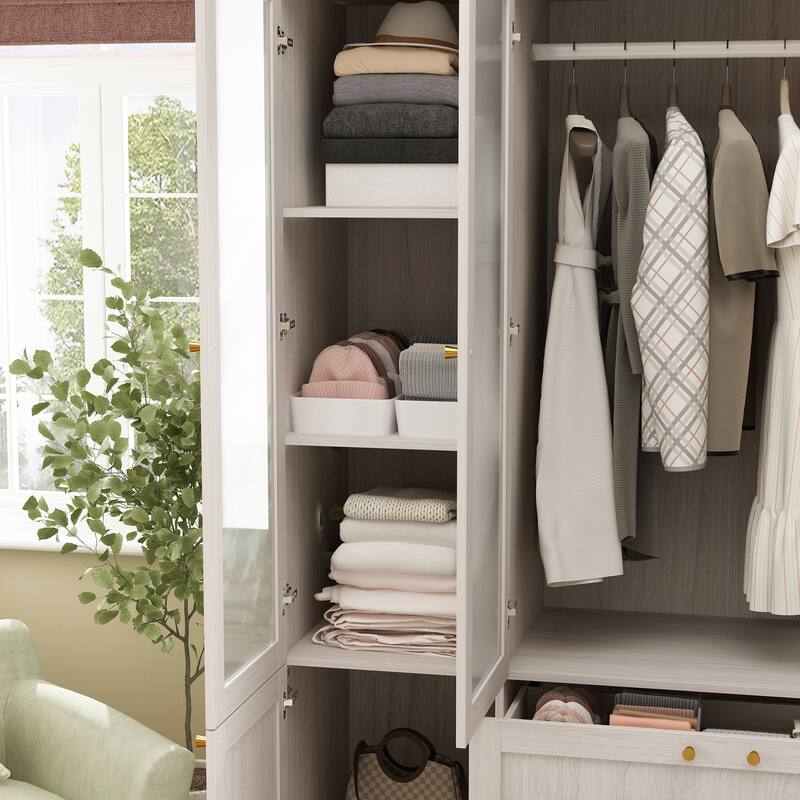 Combo Elegant Light Gray Wardrobe Modular Closet Configuration Armoire