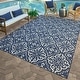 preview thumbnail 58 of 114, Gertmenian Solterra Bohemian Moroccan Global Weather Resistant Polypropylene Flatweave Indoor/ Outdoor Area Rug Collection 6'6"x9'6" - Cotto Navy