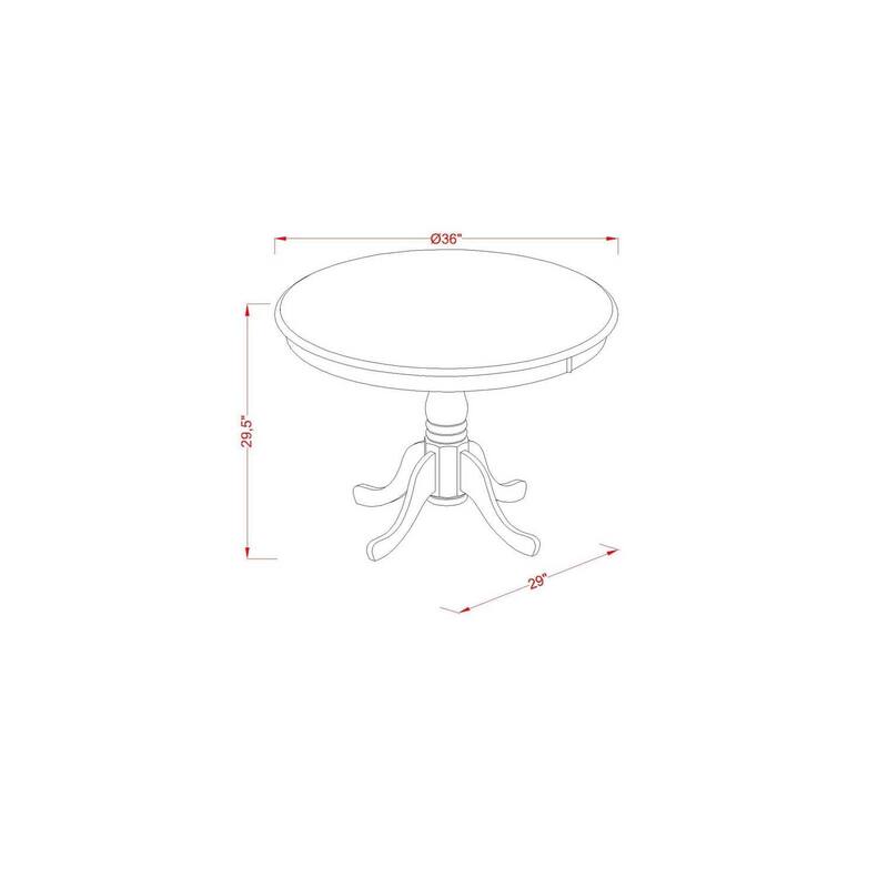 Asian Dining Set 3pc - Round Table & 2 Chairs - 36 Inch - Mahogany Finish - Modern Furniture