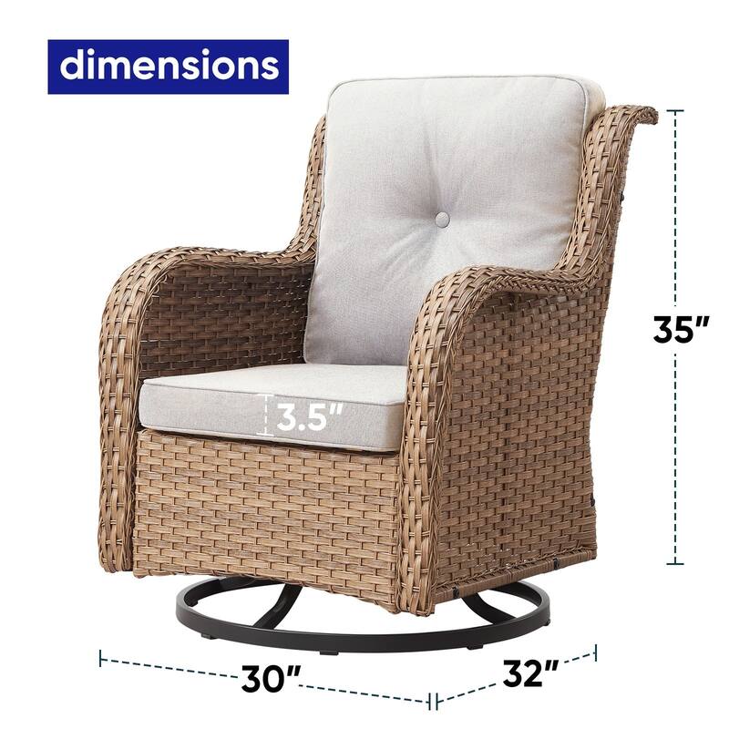 ArcoBay Wicker PE Rattan Outdoor Patio Swivel Glider Chairs with 4'' Olefin Cushions (2-Pack)