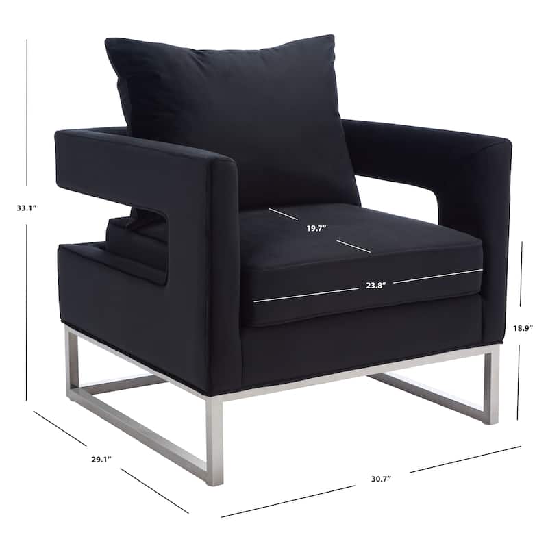 SAFAVIEH Couture Mithlesh Black Velvet Commercial Grade Club Chair - 31Wx29Dx33H