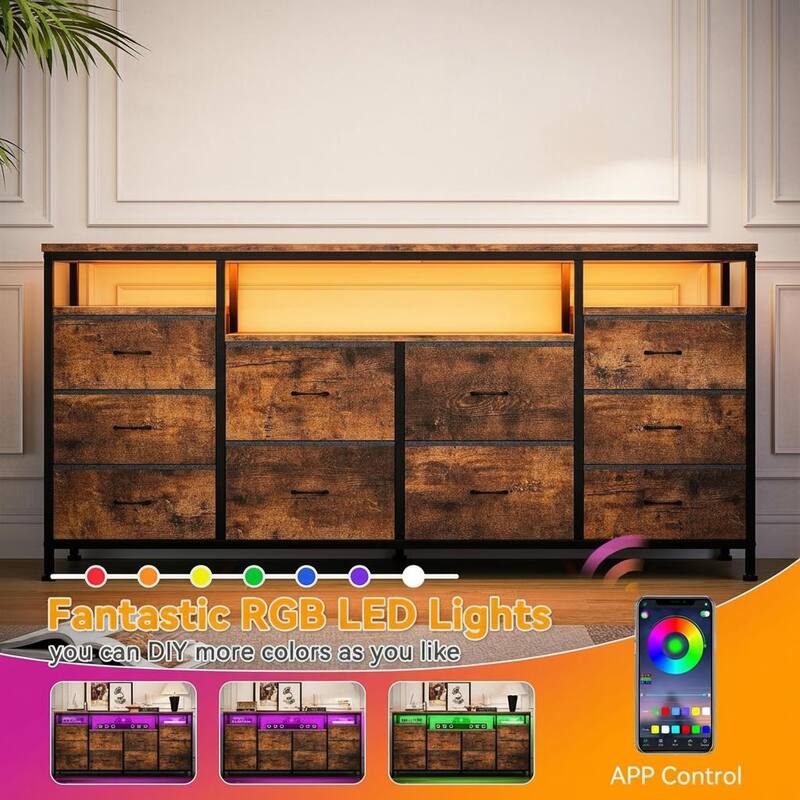 10 Drawer Dresser TV Stand , up to 75"