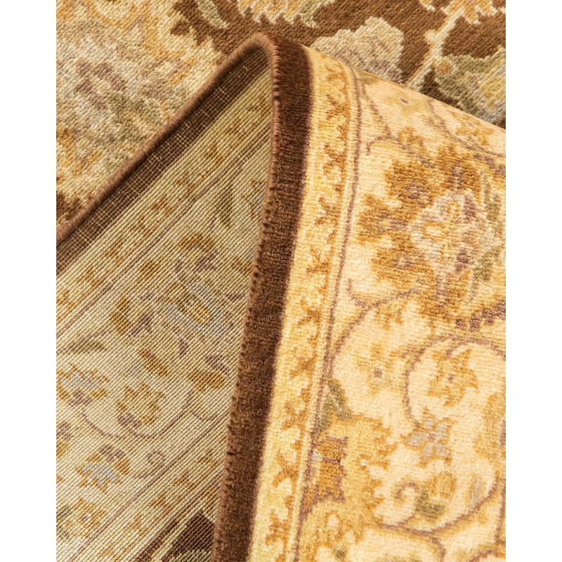 Overton Hand Knotted Wool Traditional Oriental Brown Area Rug - 3' x 5'