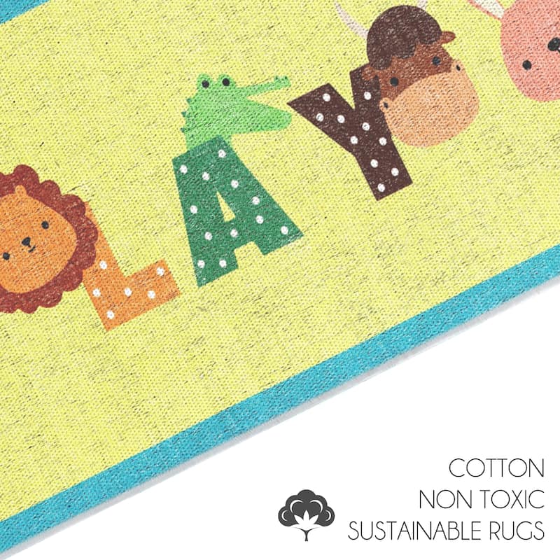 Sussexhome Low Pile Non-Slip Washable Educational Rug