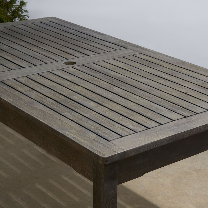 Grey Washed Farmhouse Wood Dining Table Outdoor Patio 6 Seater