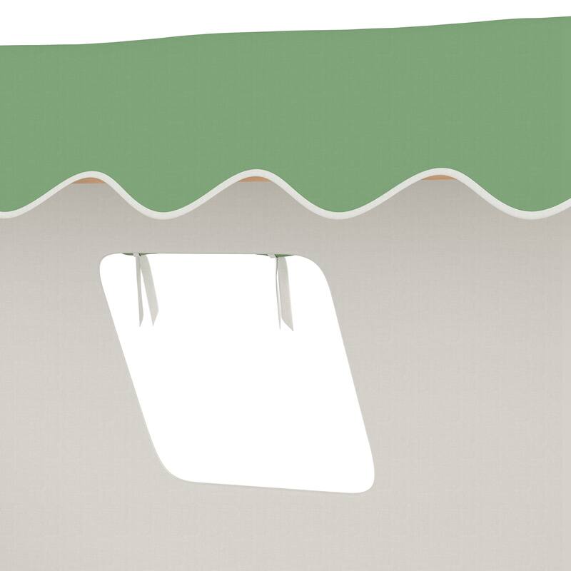 Montessori House Floor Bed with Tent and Lights, Solid Wood Teepee Bed with Guardrails, Twin/Full Kids Bed Frame