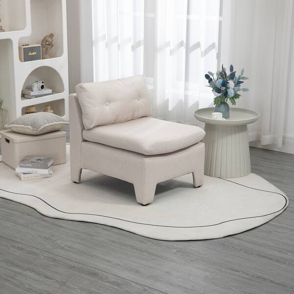 Lazy Beige Barrel Chairs Armless Single Accent Sofa Fireside Chair - Bed Bath & Beyond - 39720761