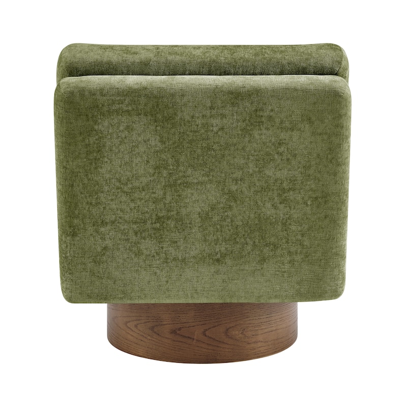 NPD Furniture Zenda Fabric Swivel Accent Chair with Wooden Base