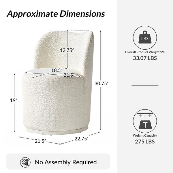 dimension image slide 1 of 3, HULALA HOME Amalia Modern 21.5"W Ergonomic 360° Swivel Dining Chair with Curved Backrest Set of 4