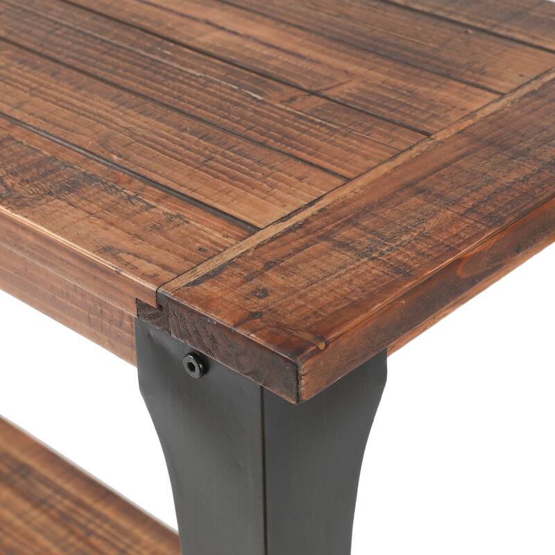 Dark Brown Wood and Black Metal 1-Shelf Console and Entry Table - 40" Wide