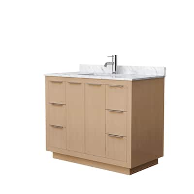 Maroni 42-Inch Light Straw Single Vanity, White Carrara Marble Top