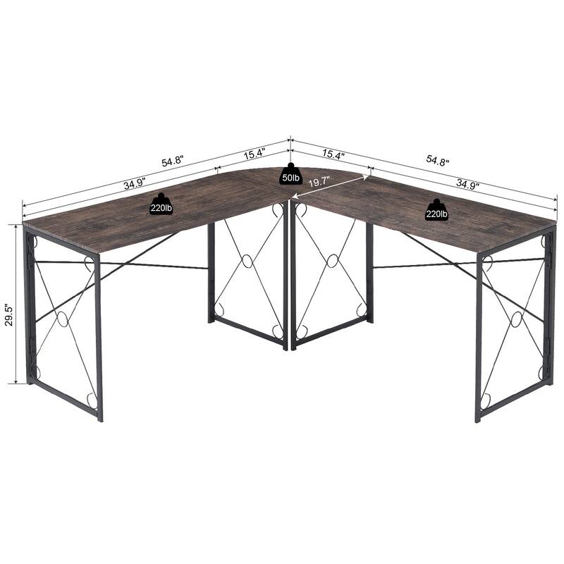 Javlergo L Shaped Gaming Desk Corner Desk Gaming Table for Home Office Computer Desk Sturdy Writing Workstation for Small Space