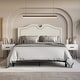 preview thumbnail 4 of 18, CraftPorch Modern Linen Nailhead Curvaceous Upholstered Bed