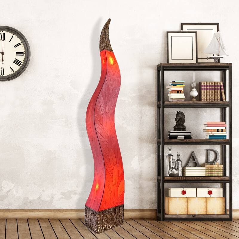 Eangee Handmade Flame Giant Lamp, Cocoa Leaves Shade, 13 x 13 x 72 in. - 13 x 13 x 72