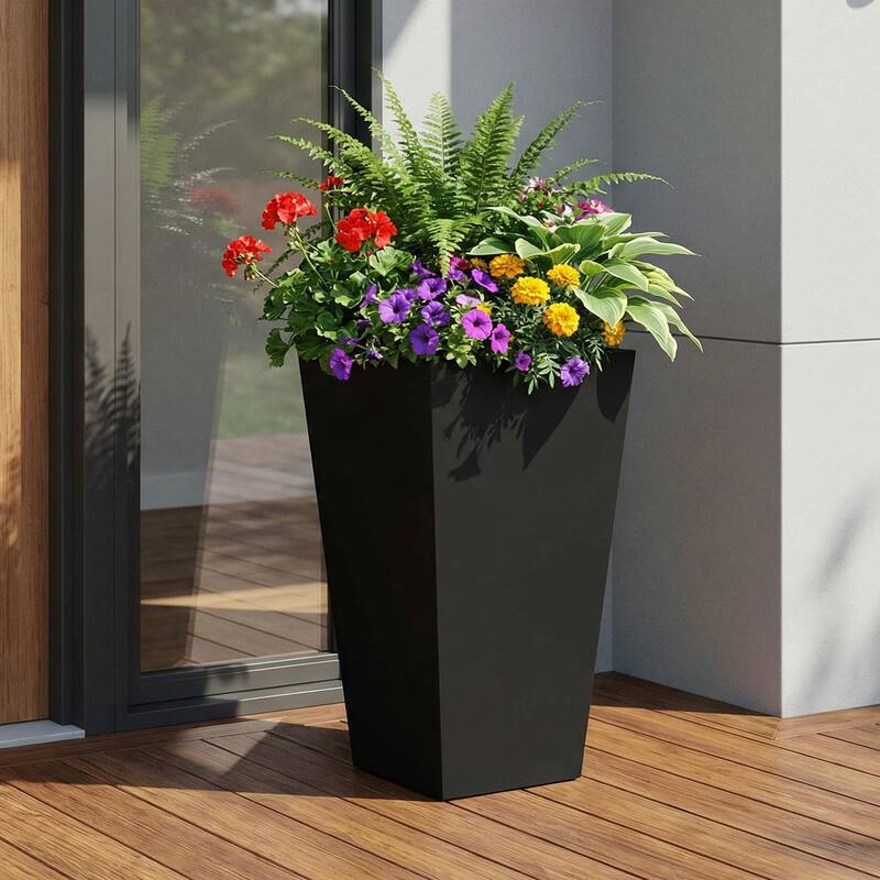 Metal Planters for Outdoor Plants Planter Box - Black-1PC - 14"x26"