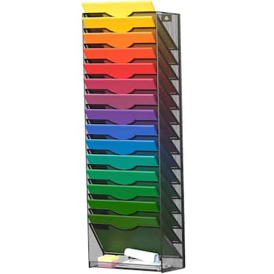 16-Tier Wall Mounted Hanging File Organizer - 12.75"L x 4"W x 40"H