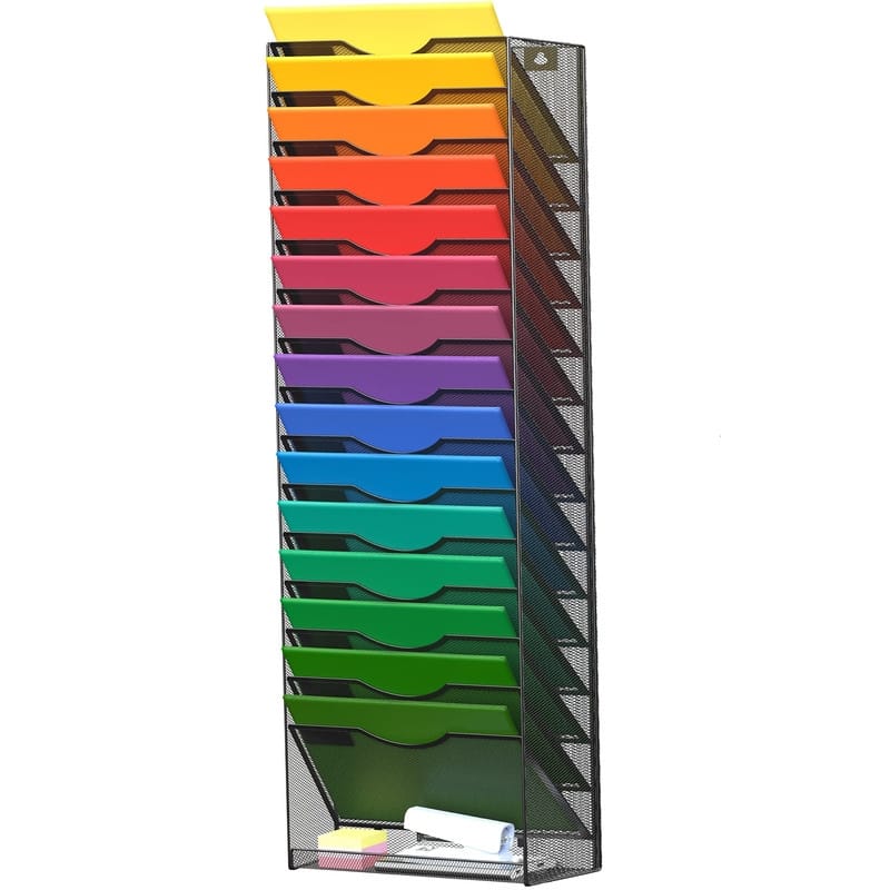 16-Tier Wall Mounted Hanging File Organizer - 12.75"L x 4"W x 40"H
