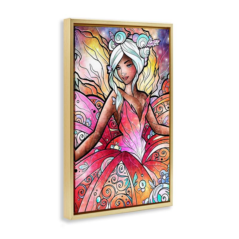Stupell Pastel Nouveau Fairy Framed Floater Canvas Wall Art Design By Mandie Manzano