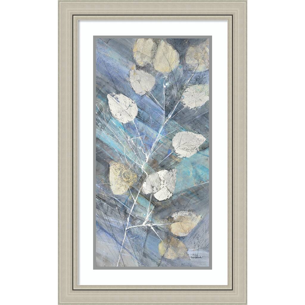 Framed Art Print 'Silver Leaves II' by Albena Hristova 20 x 32-inch - Blue/Grey