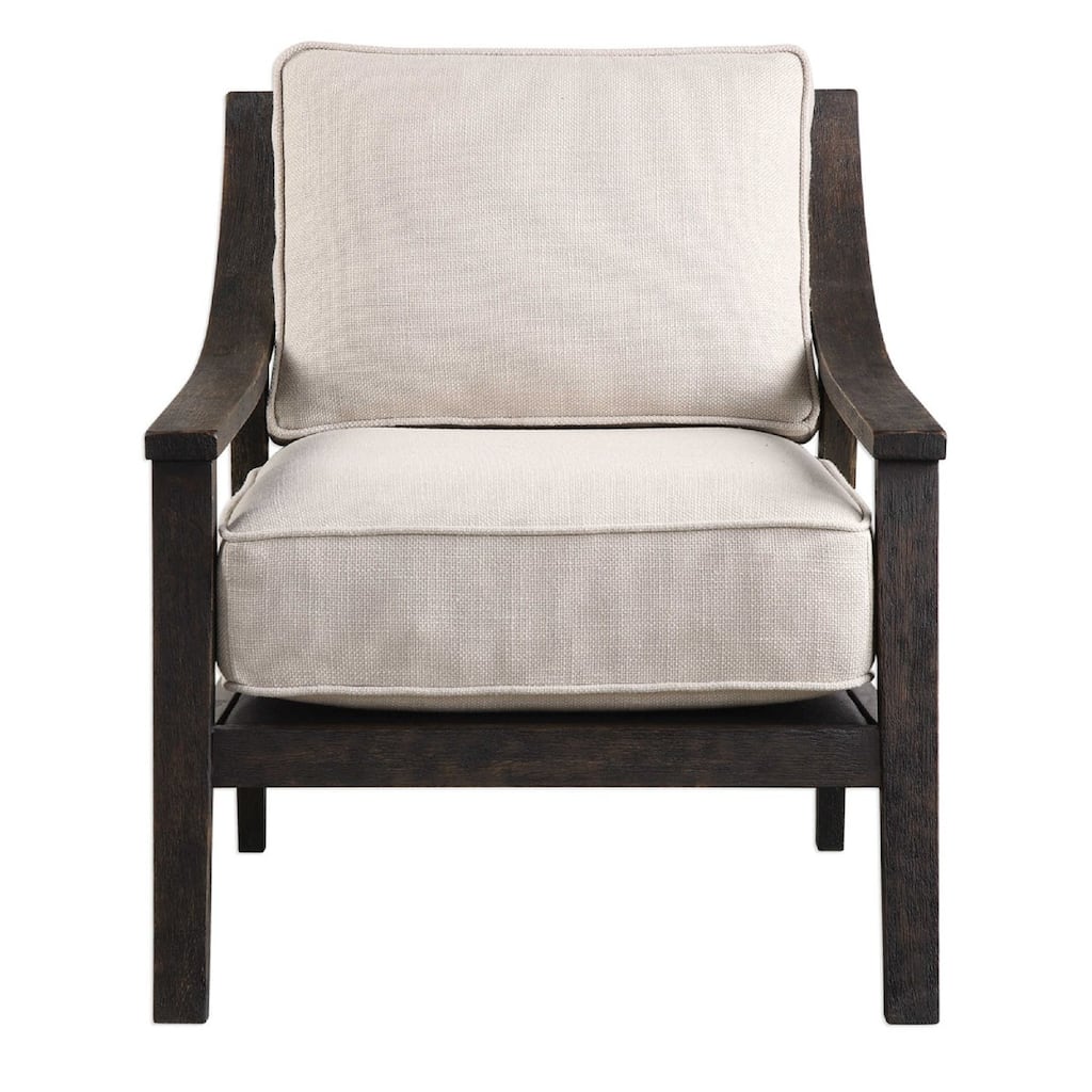 31" neutral linen blended fabric beige chair