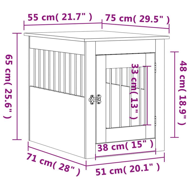 vidaXL Dog Crate with Door Doghouse Puppy Kennel Peg Cage Engineered Wood