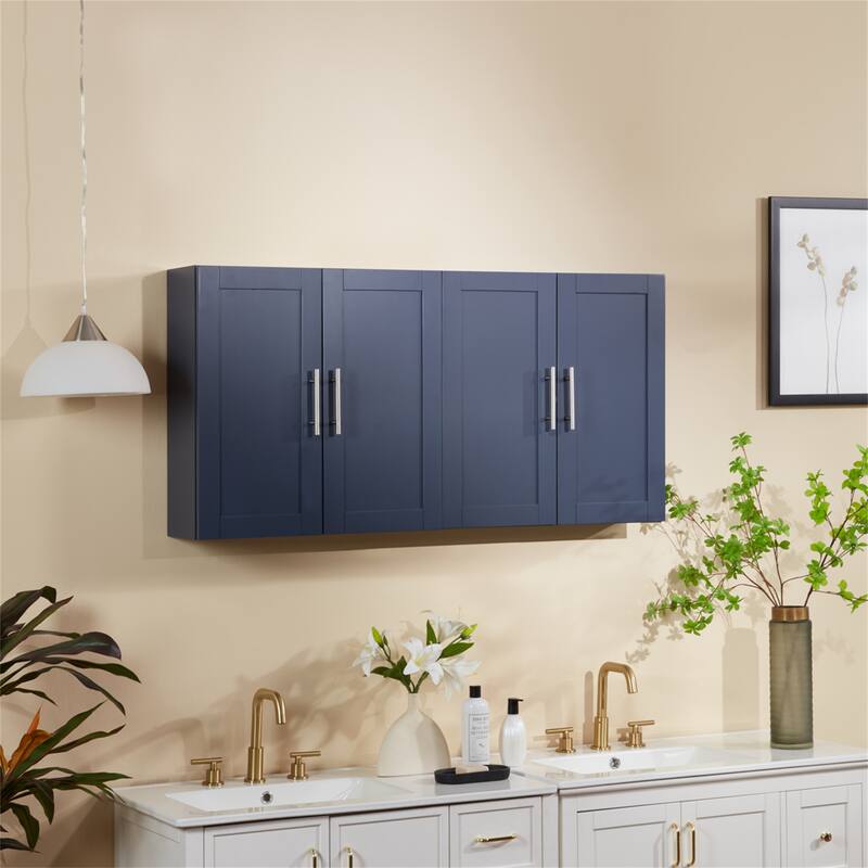 Wood Wall Cabinet with Doors and Adjustable Shelves