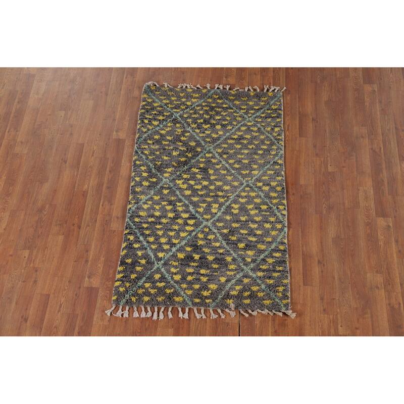 Trellis Geometric Moroccan Oriental Accent Rug Handmade Wool Carpet - 3'0" x 4'11"