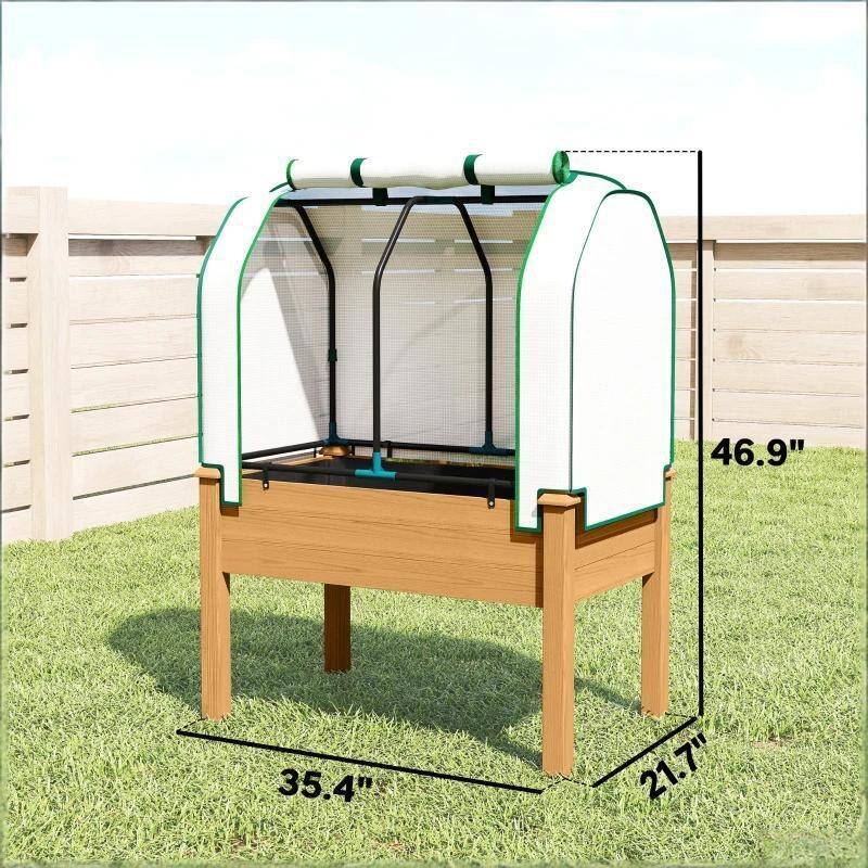 Wooden Outdoor Planter Box, Convenient Raised Raised Bed