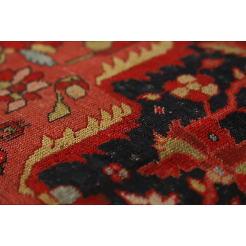 Hand Knotted Oriental 100% Wool Carpet Traditional Floral Navy Blue & Blues Sarouk Area Rug - 10' 5'' X 6' 10''
